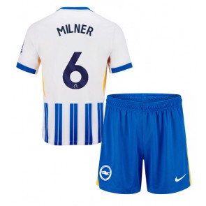 Brighton James Milner #6 Dětské Domácí dres komplet 2024-25 Krátký Rukáv (+ trenýrky)